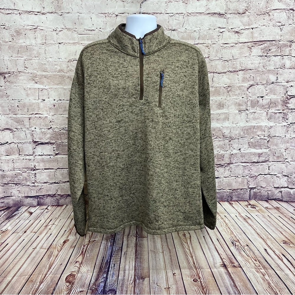 Ruff Hewn Green 1/4 Zip Long Sleeve Fleece Sweatshirt
